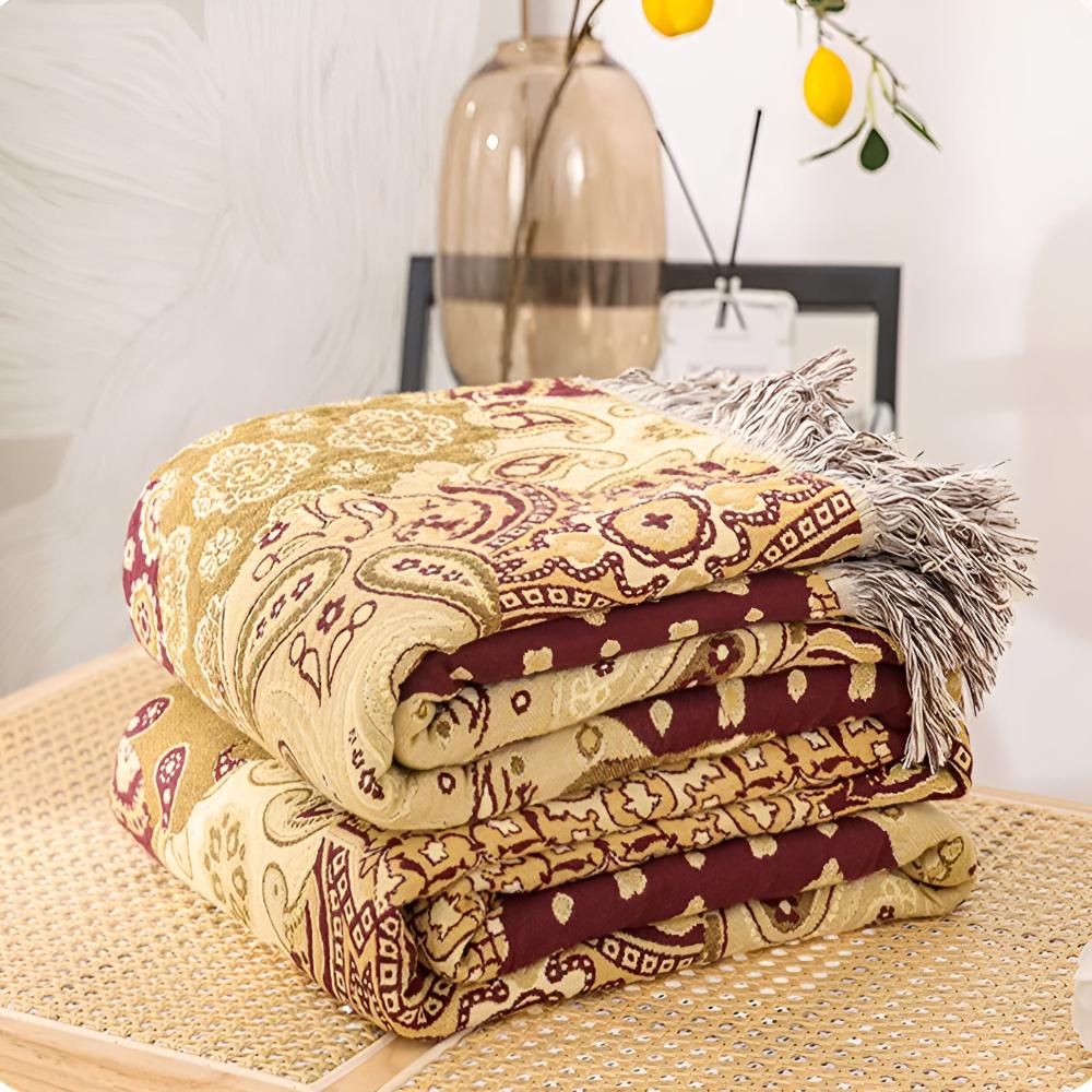 Reversible Bohemian Paisley Cotton Blanket