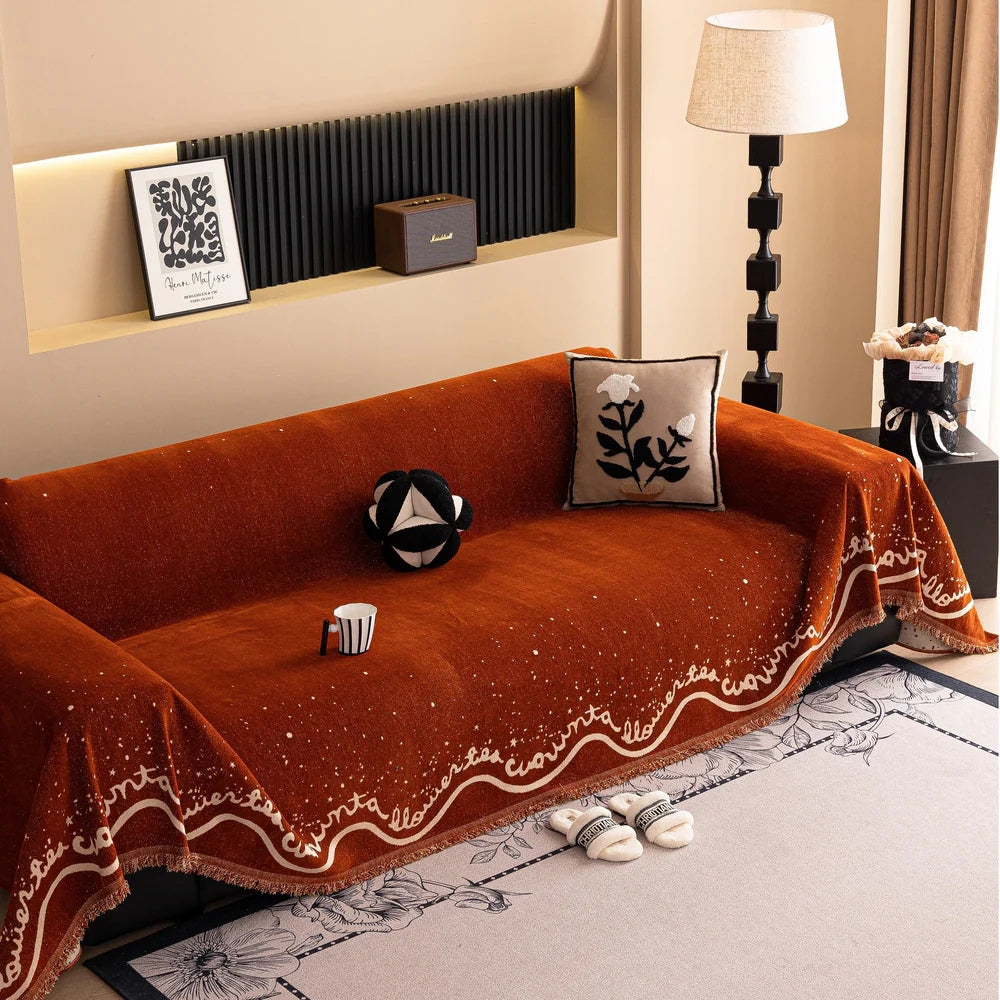 Cursive Glitter Chenille Sofa Cover