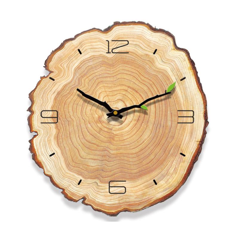 Wooden Annual Rings Wall Clock with Silent Mechanism