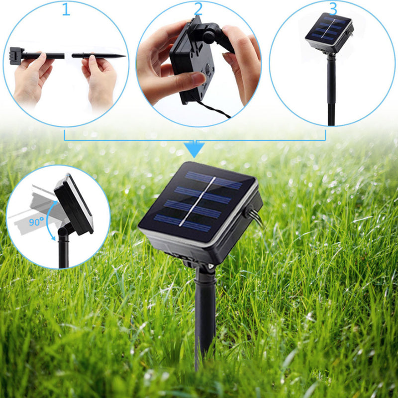 Solar Powered Water Droplet String Lights with 8 Lighting Modes