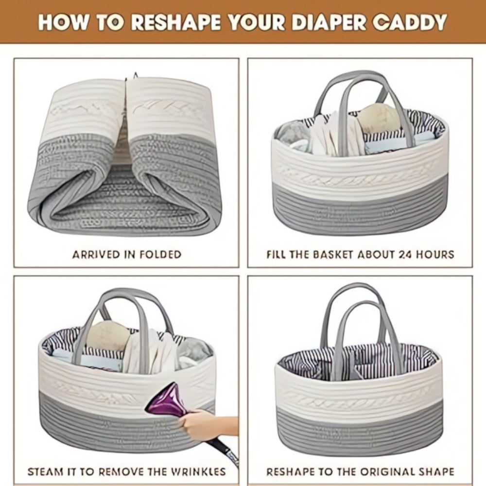 Braided Grey Portable Baby Essentials Caddy
