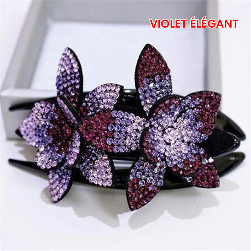 Double Flower Rhinestone Hairpin for Elegant Hairstyles