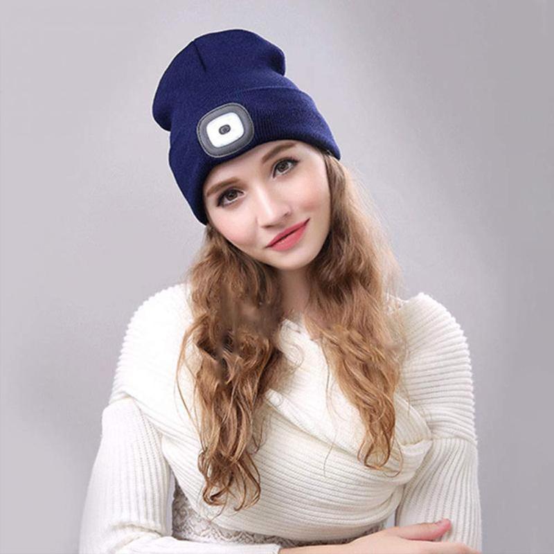 LED Headlamp Beanie Hat with Removable Light