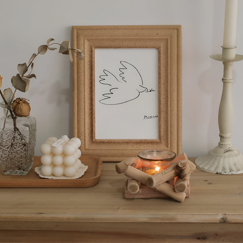 Driftwood Tealight Candle Holder with Glass Insert