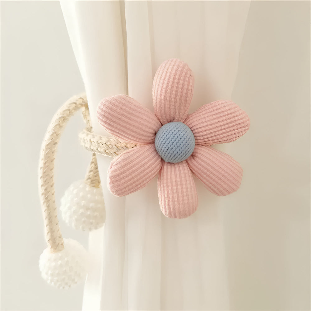 Embroidered Flower Curtain Tiebacks with Pearl Buckle