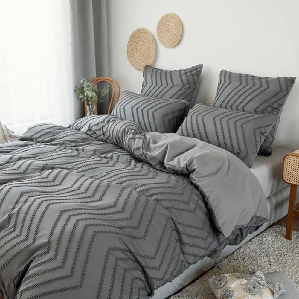 Plush Chevron Quilt Cover Set - 3 Piece Microfiber