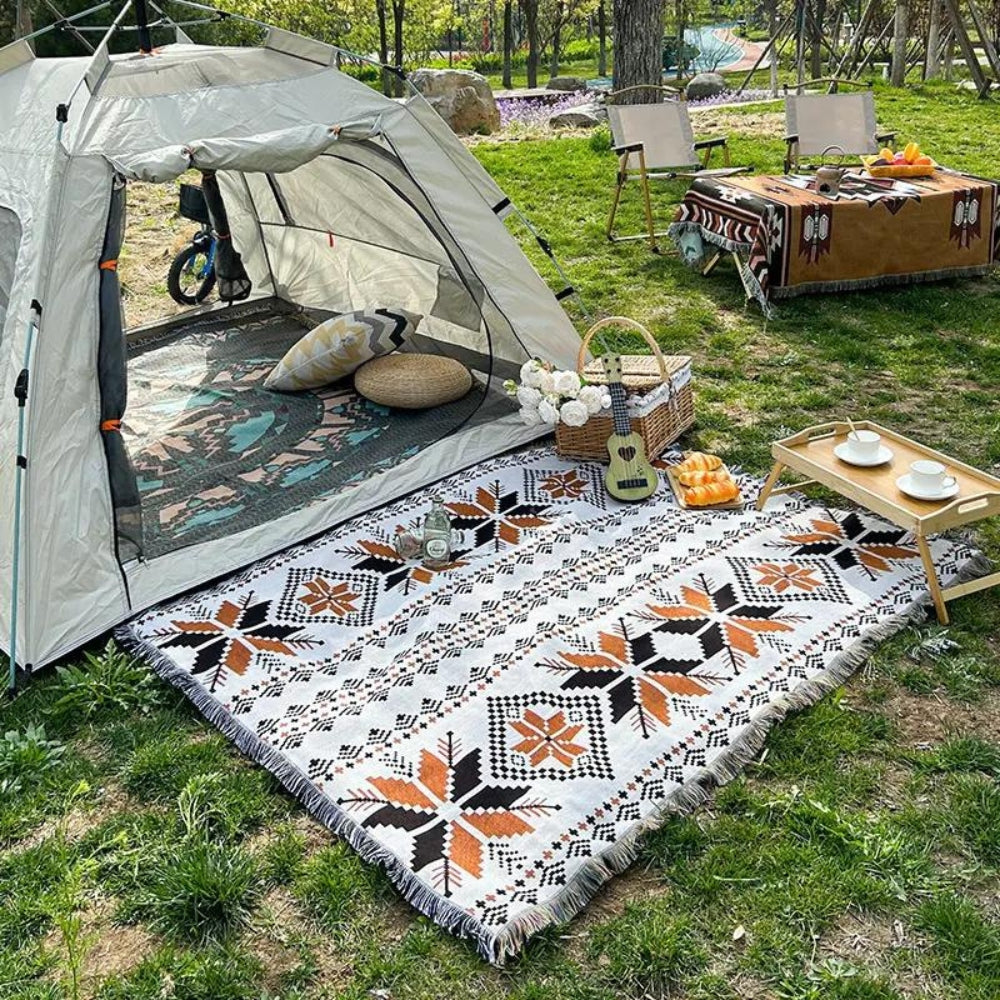 Moroccan Boho Pattern Picnic Mat for Indoor and Outdoor Use