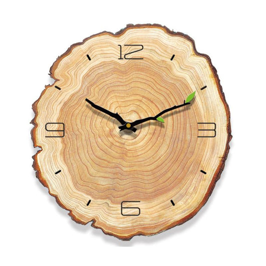 Wooden Annual Rings Wall Clock with Silent Mechanism
