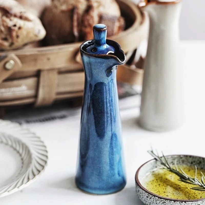 Ceramic Drip-Free Oil Dispenser for Kitchen and Table