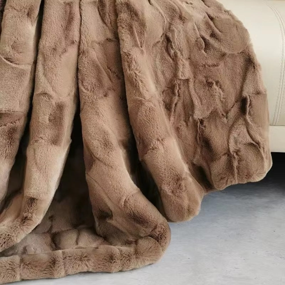 Plush Double-Layer Faux Fur Throw Blanket