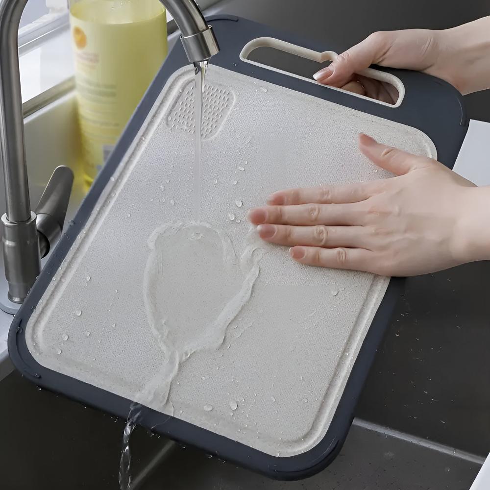 Reversible Stainless Steel Cutting Board with Garlic Grinder