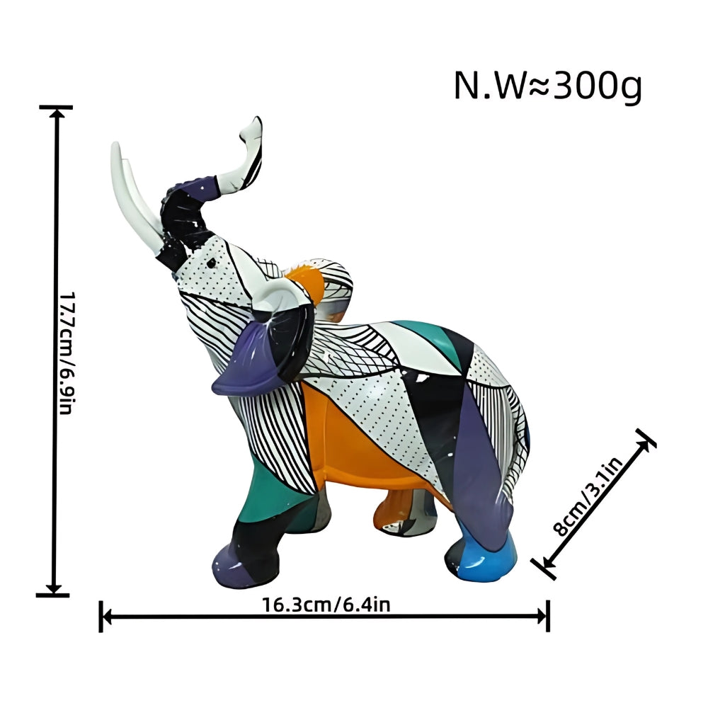 Colorful Geometric Abstract Elephant Figurine