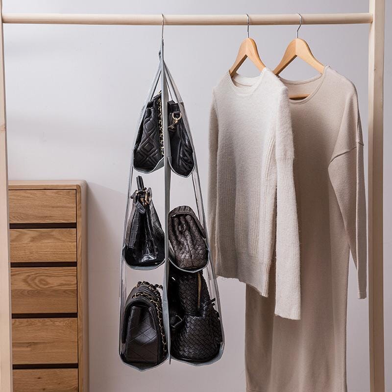 Double-Sided Foldable Wardrobe Organizer with Transparent Pockets