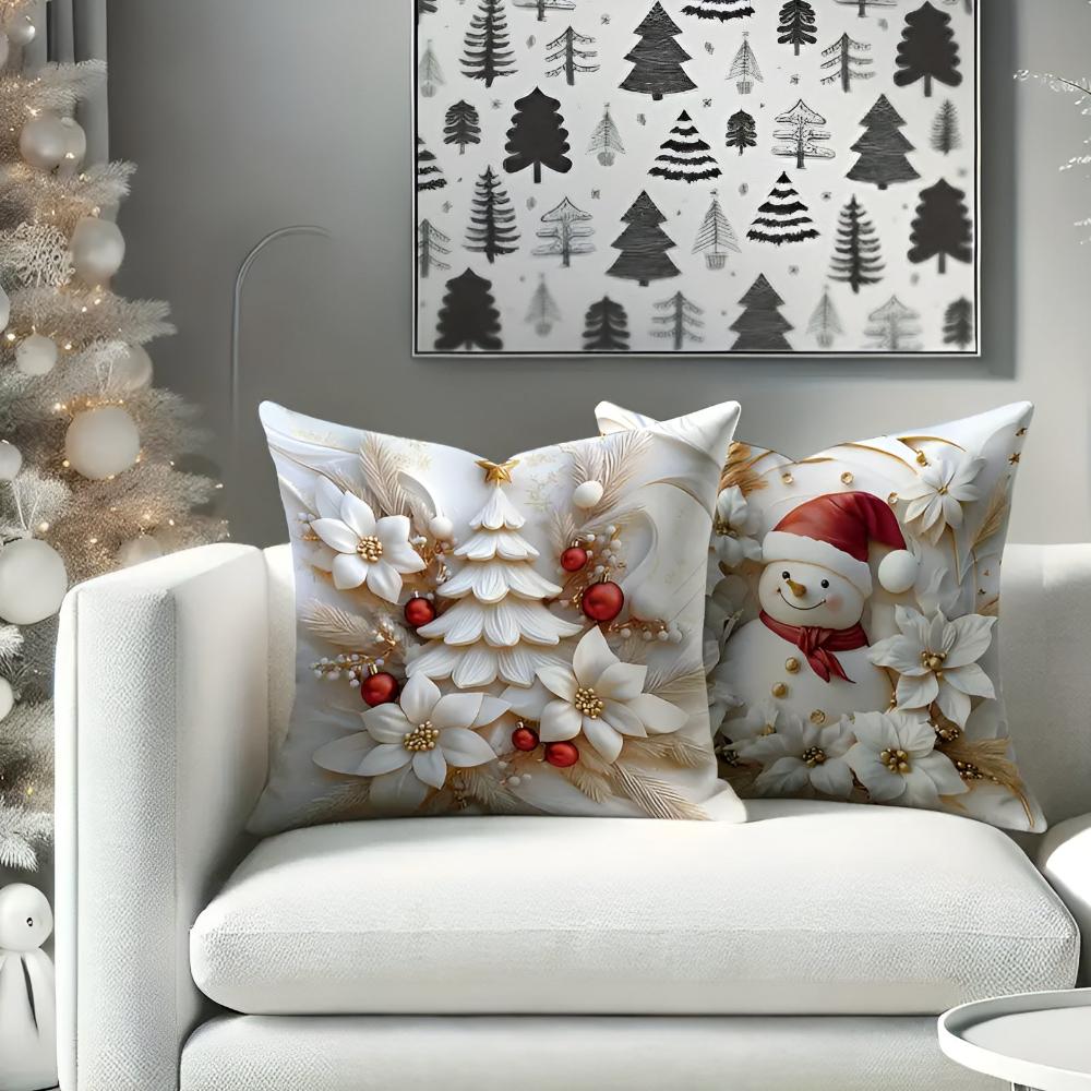 Christmas Velvet Cushion Covers Set of 4 with Holiday Designs