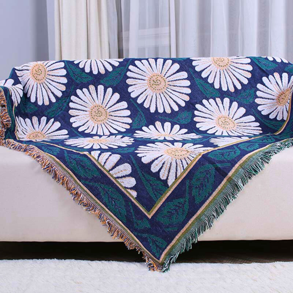 Cotton Knit Bohemian Tassel Blanket