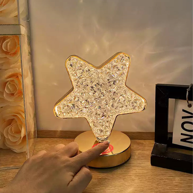 Star and Moon Metal Table Lamp with USB Charging