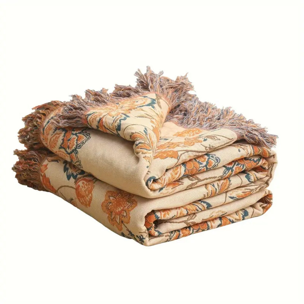 Boho Cotton Throw Blanket for Sofa and Bed