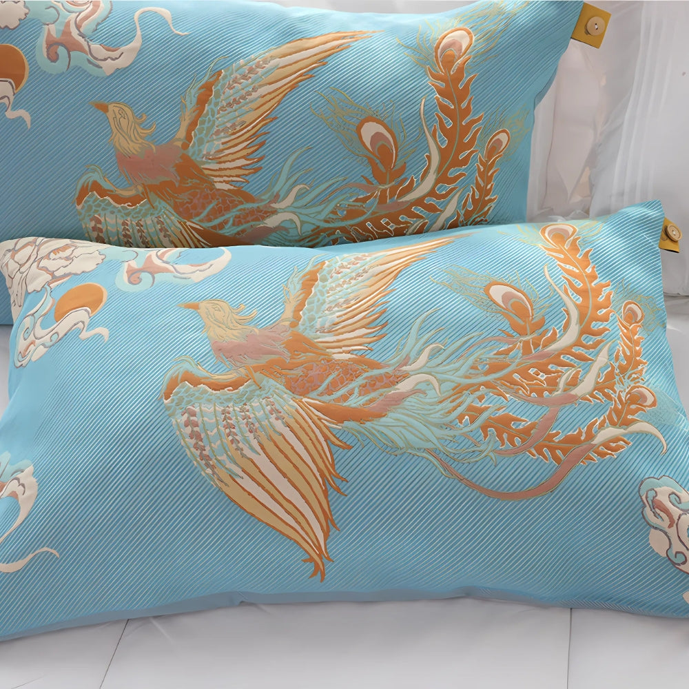 Ornate Heritage Cotton Pillowcase Set with Yarn-Dyed Pattern