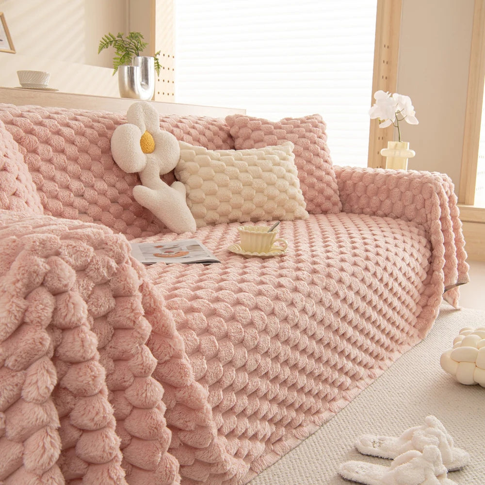 Tufted Rabbit Faux Microfiber Sofa Cover