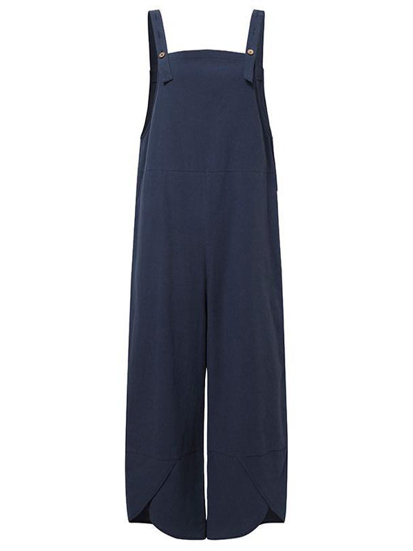 Sleeveless Buttoned Women's Casual Jumpsuit with Pockets