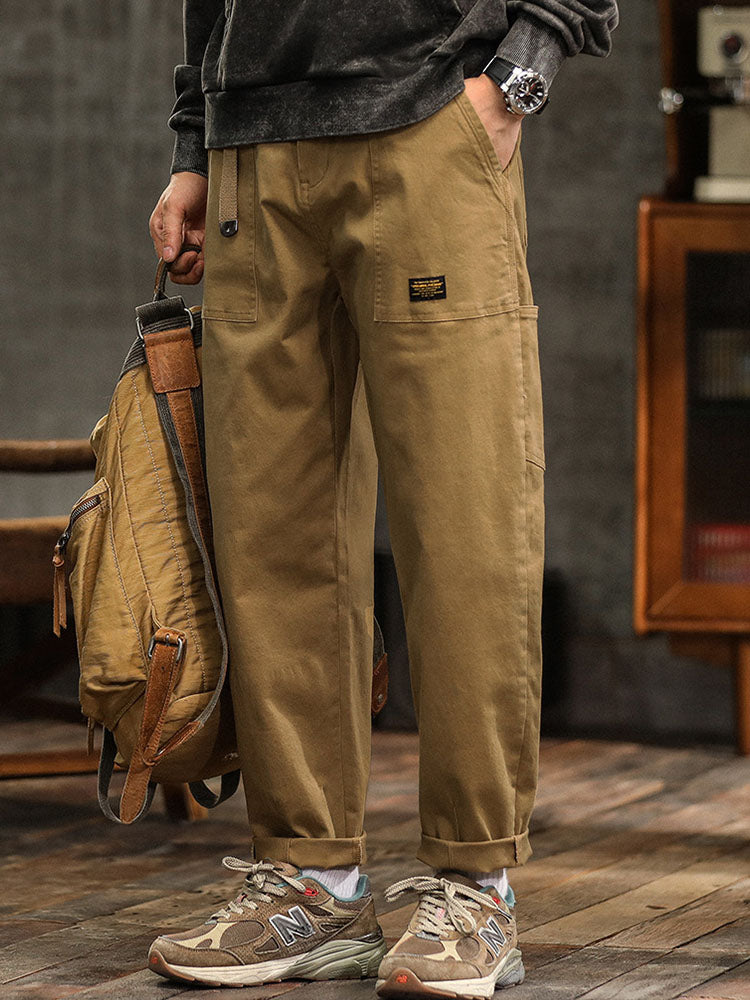 Men's Vintage Utility Pants with Pockets and Belt