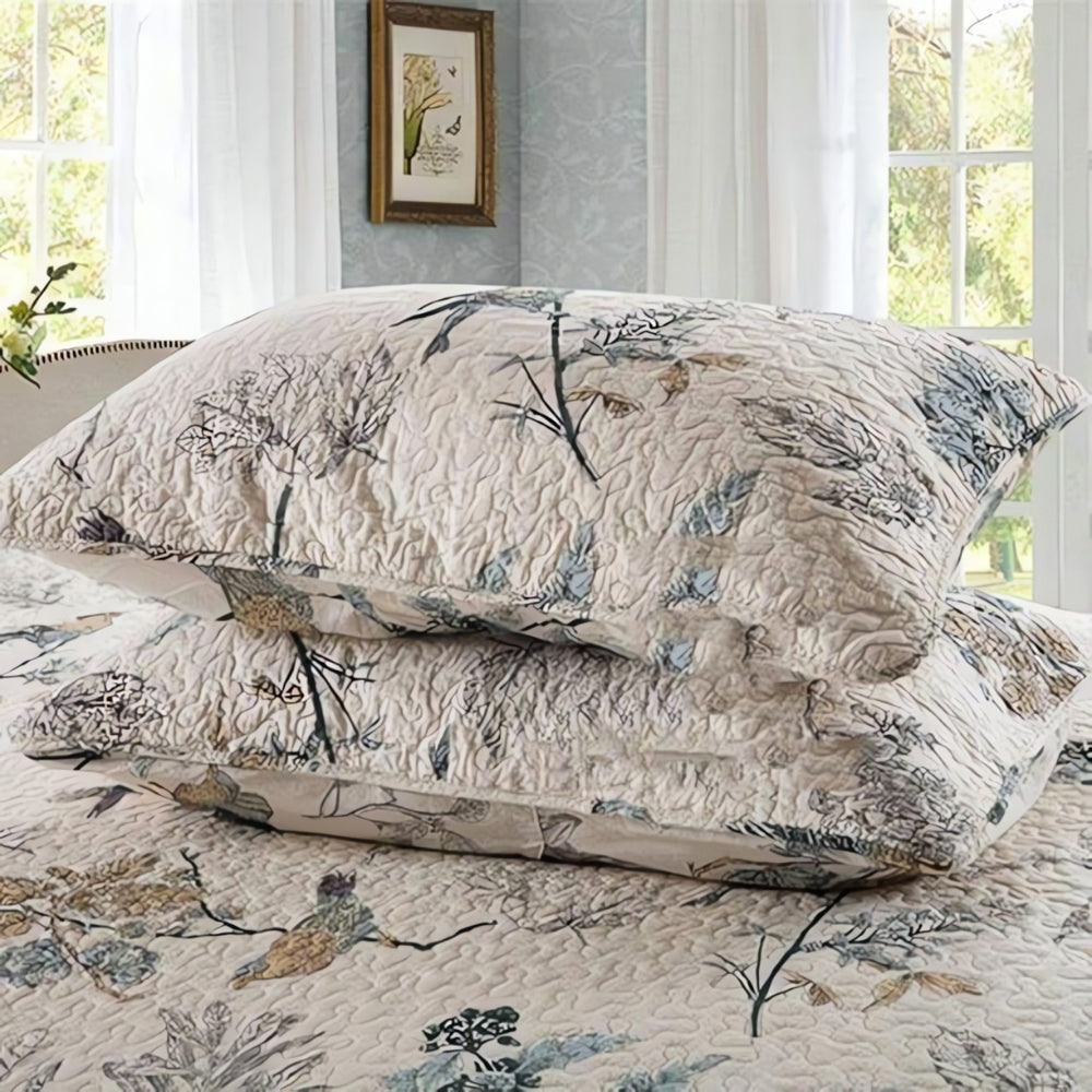 Luxury Floral Print Microfiber Coverlet Set