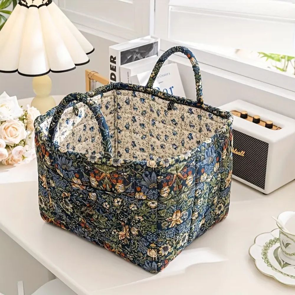Floral Canvas Storage Basket for Organizing Essentials