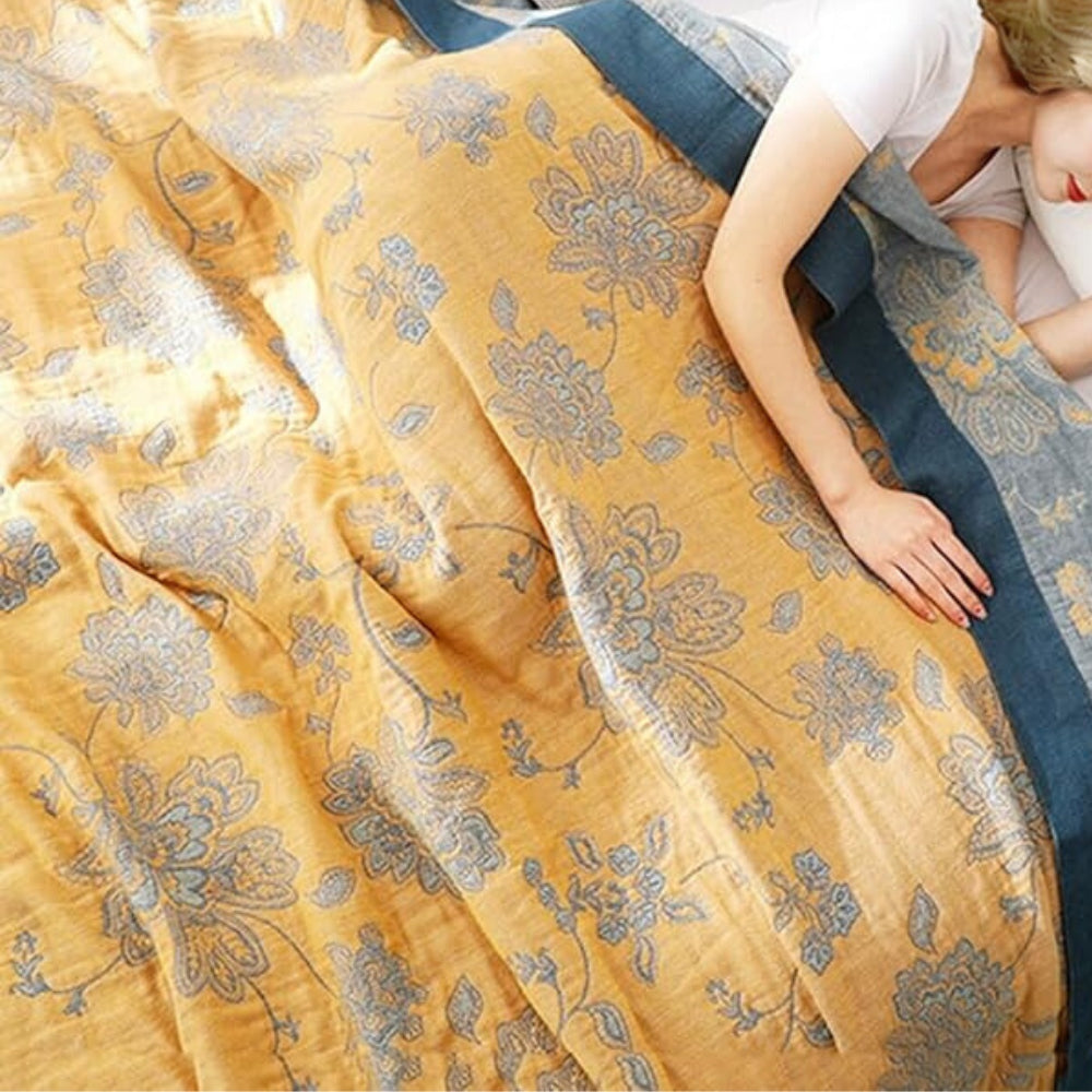 100% Cotton Floral Gauze Throw Blanket