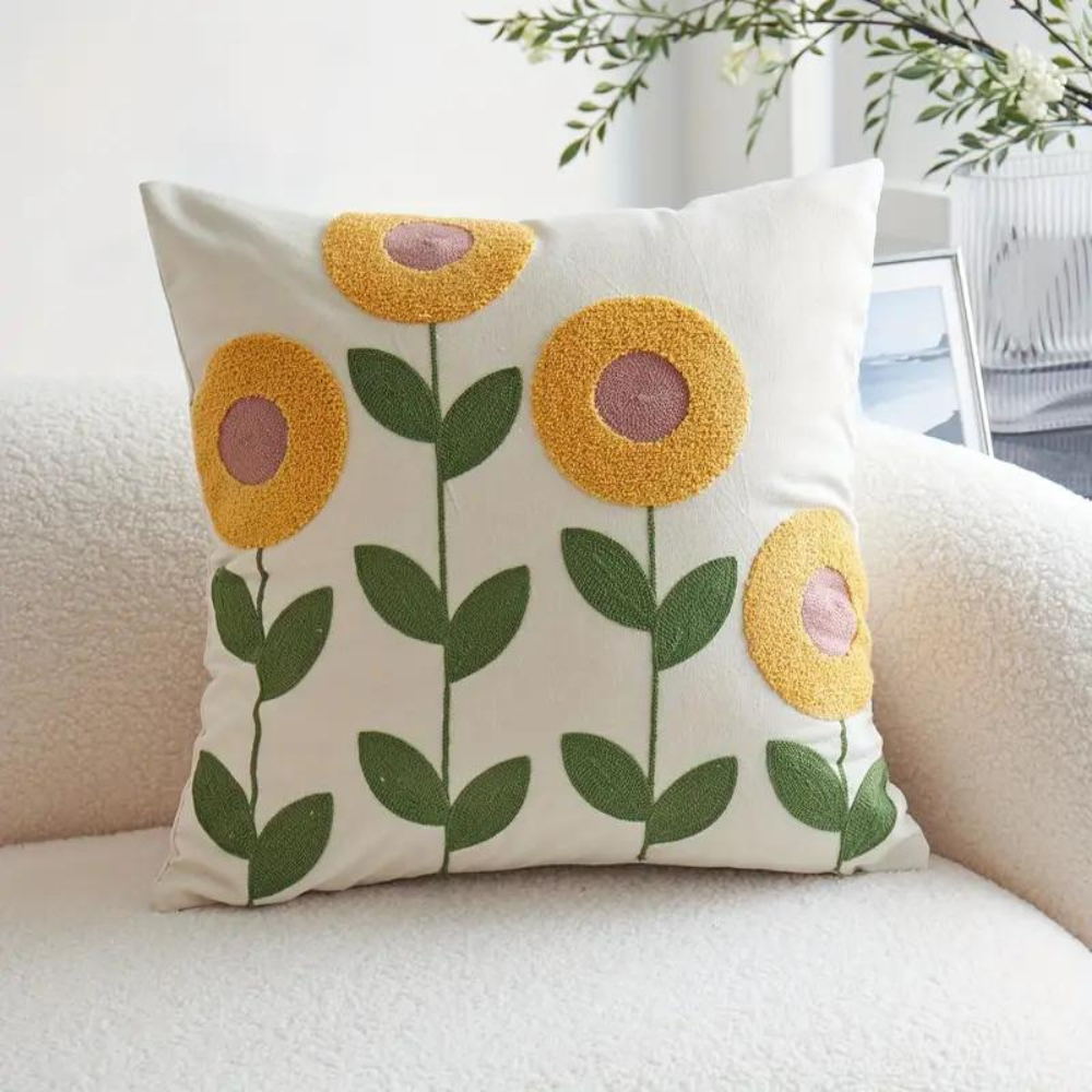Plant Flower Patterned Microfiber Cotton Cushion Cover