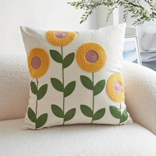 Plant Flower Patterned Microfiber Cotton Cushion Cover