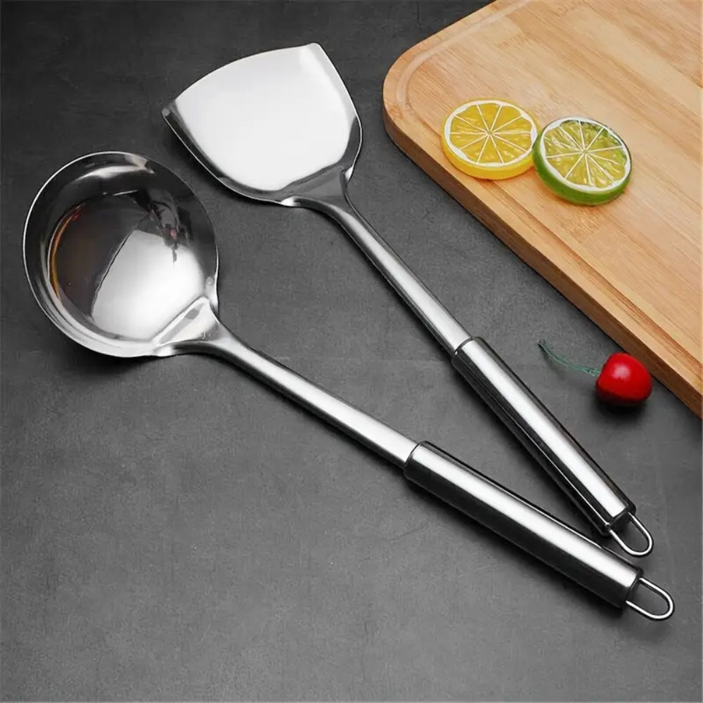 Stainless Steel Cooking Utensil Set with Ergonomic Handles