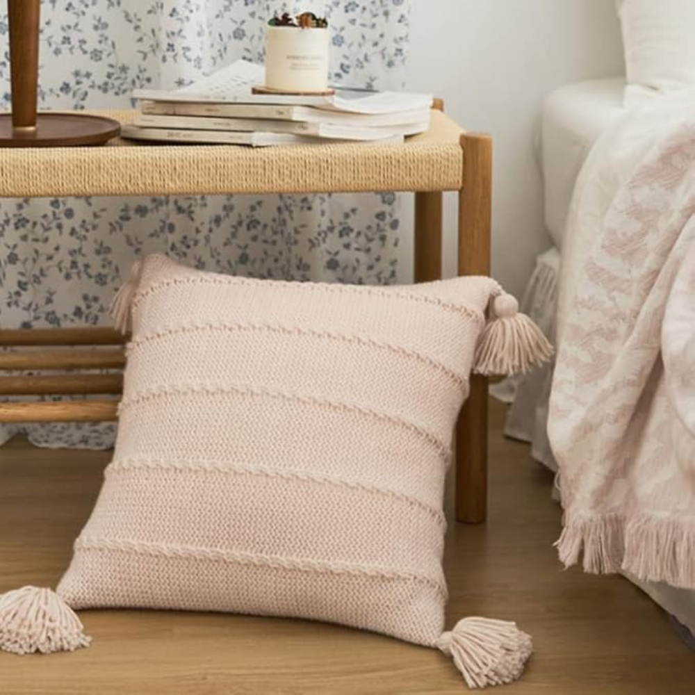 Nordic Knitted Tassel Throw Pillow