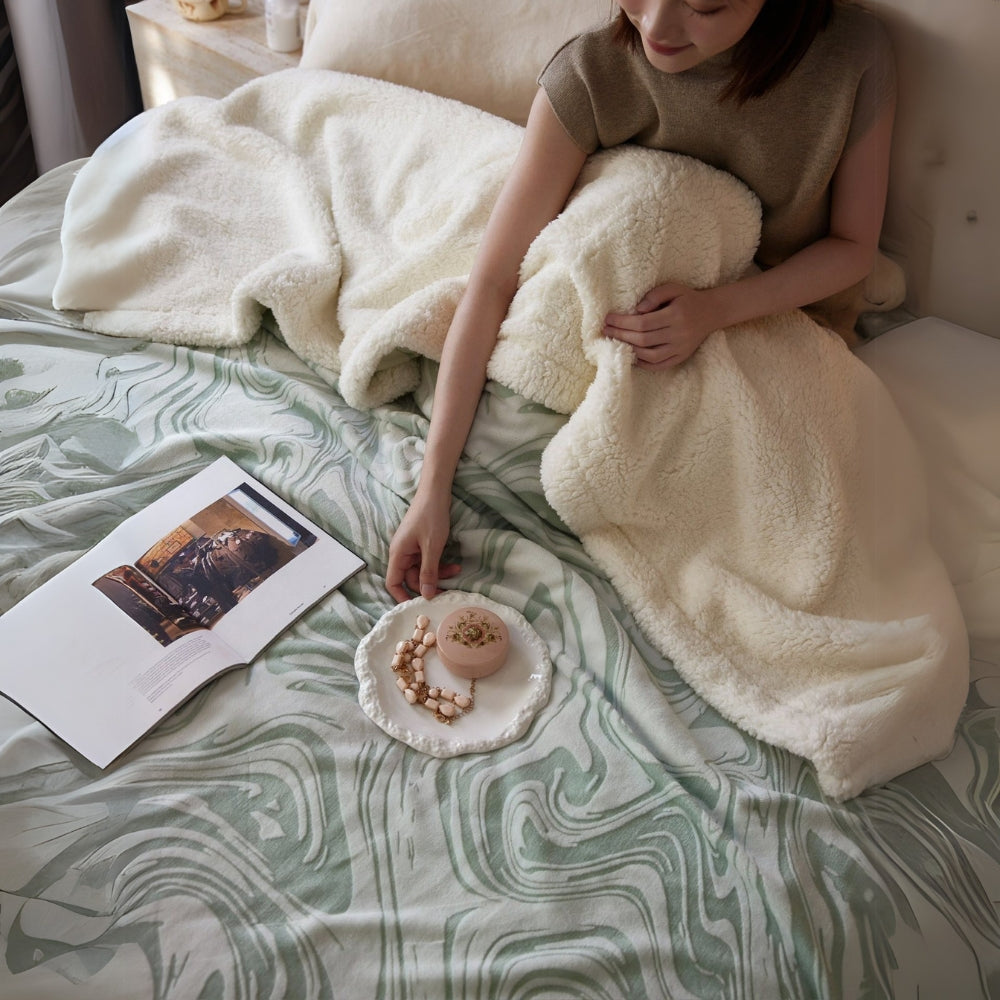 Marble Swirl Berber Fleece Snuggle Blanket