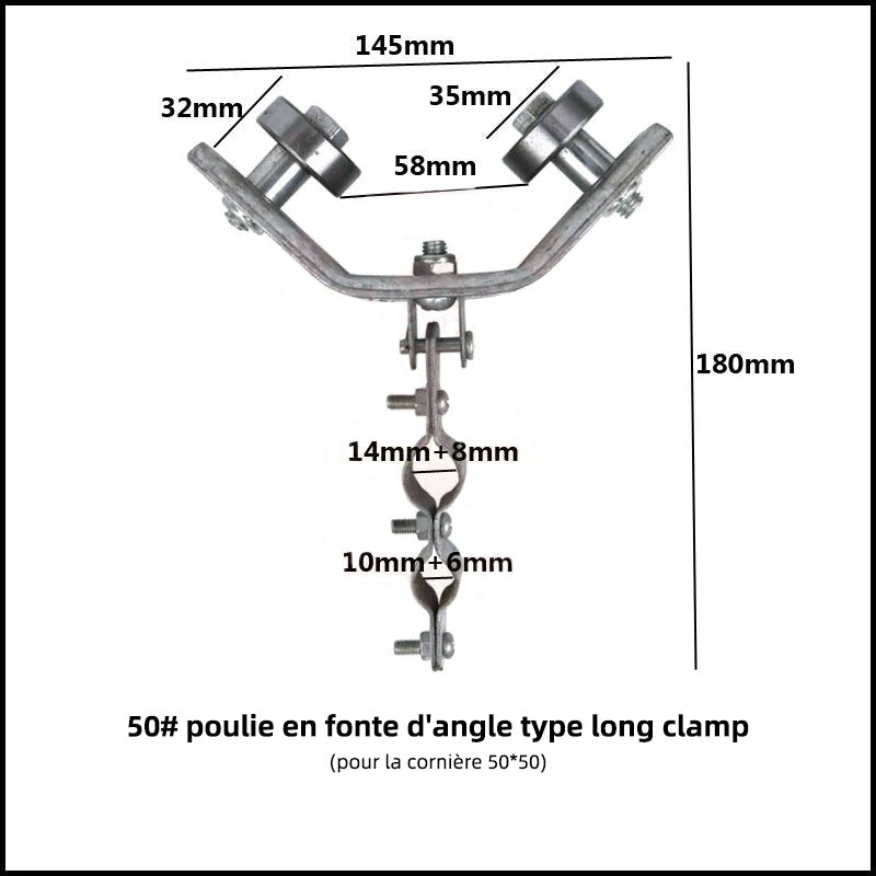 Adjustable Angle Iron Pulley with Safety Clamp