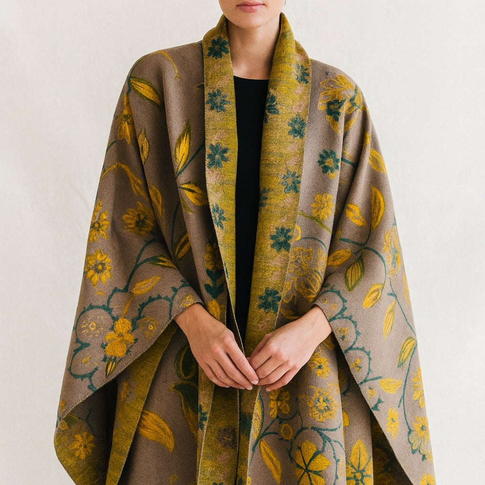 Double-Sided Floral Pashmina Winter Shawl Scarf
