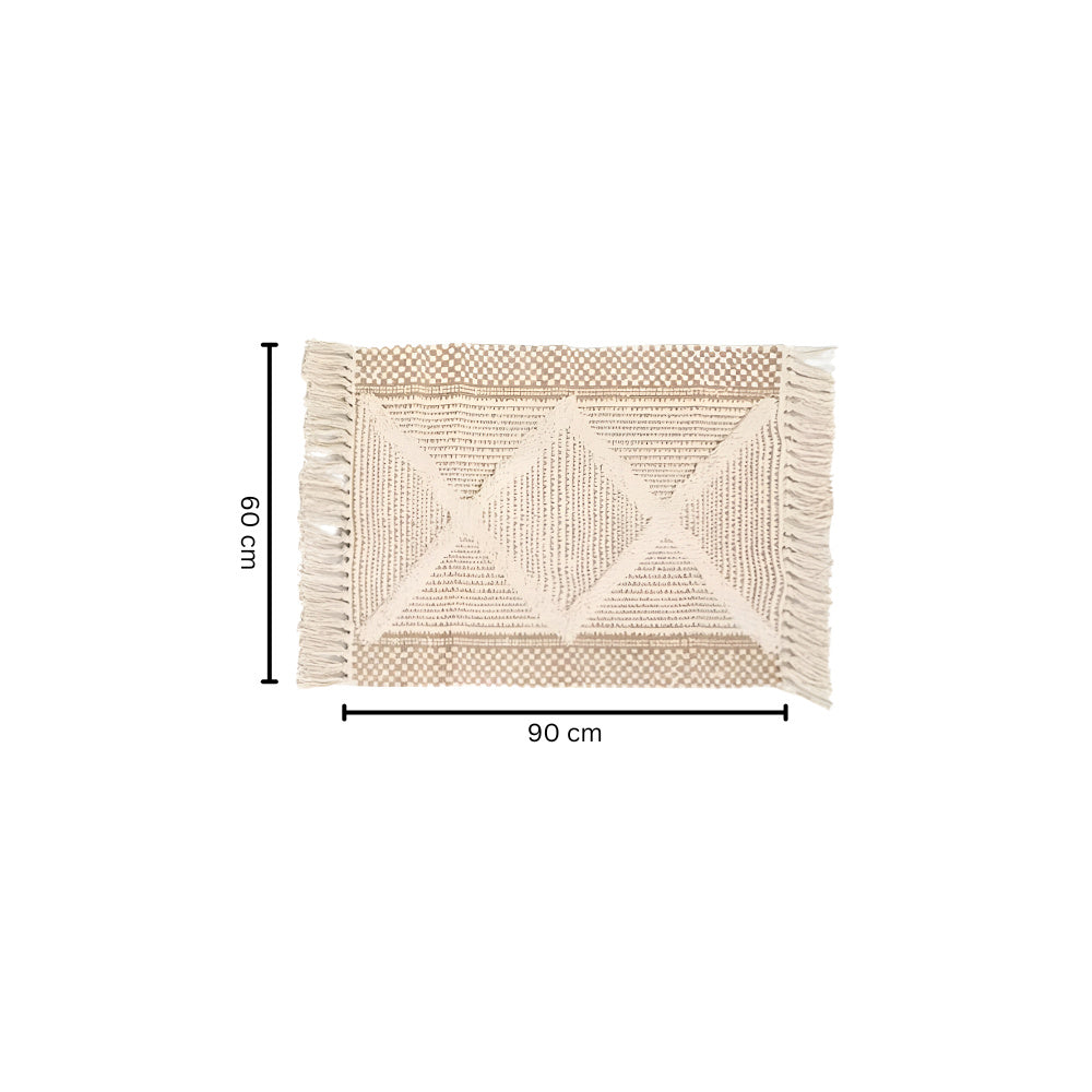 Moroccan-Inspired Beige Textured Fringe Tassel Rug