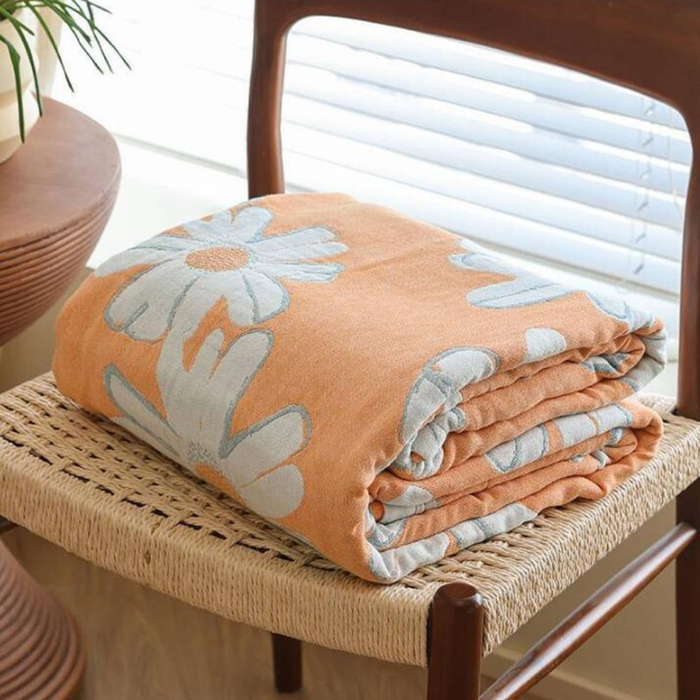Daisy Print Cotton Gauze Summer Blanket