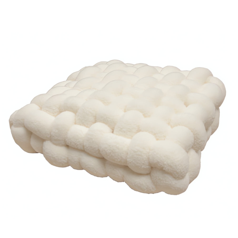 Plush Woven Knot Boucle Cushion in Soft Lamb Velvet