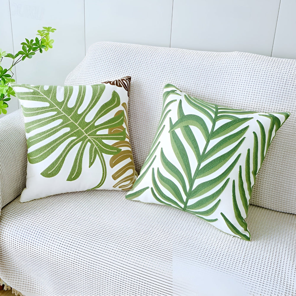 Leaf Pattern Microfiber Cushion Cover