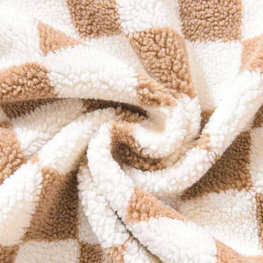 Checkered Faux Fur Cushion Cover