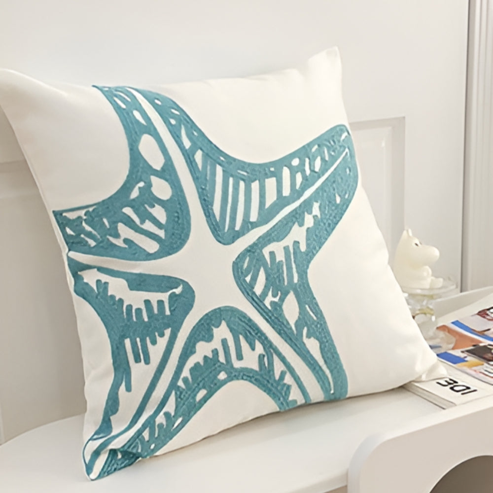 Ocean Treasures Embroidered Coastal Cushion Cover
