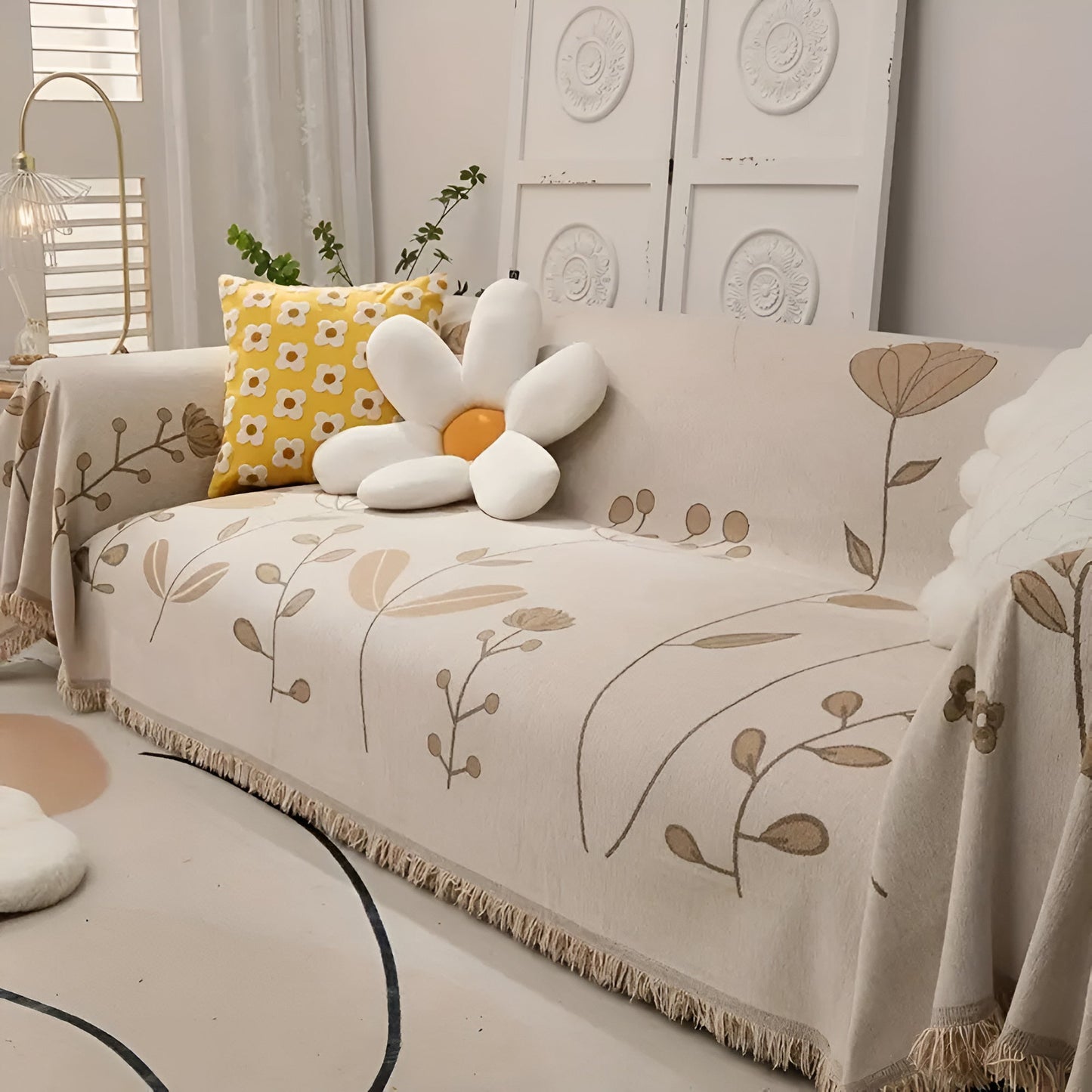 Reversible Floral Microfiber Sofa Cover