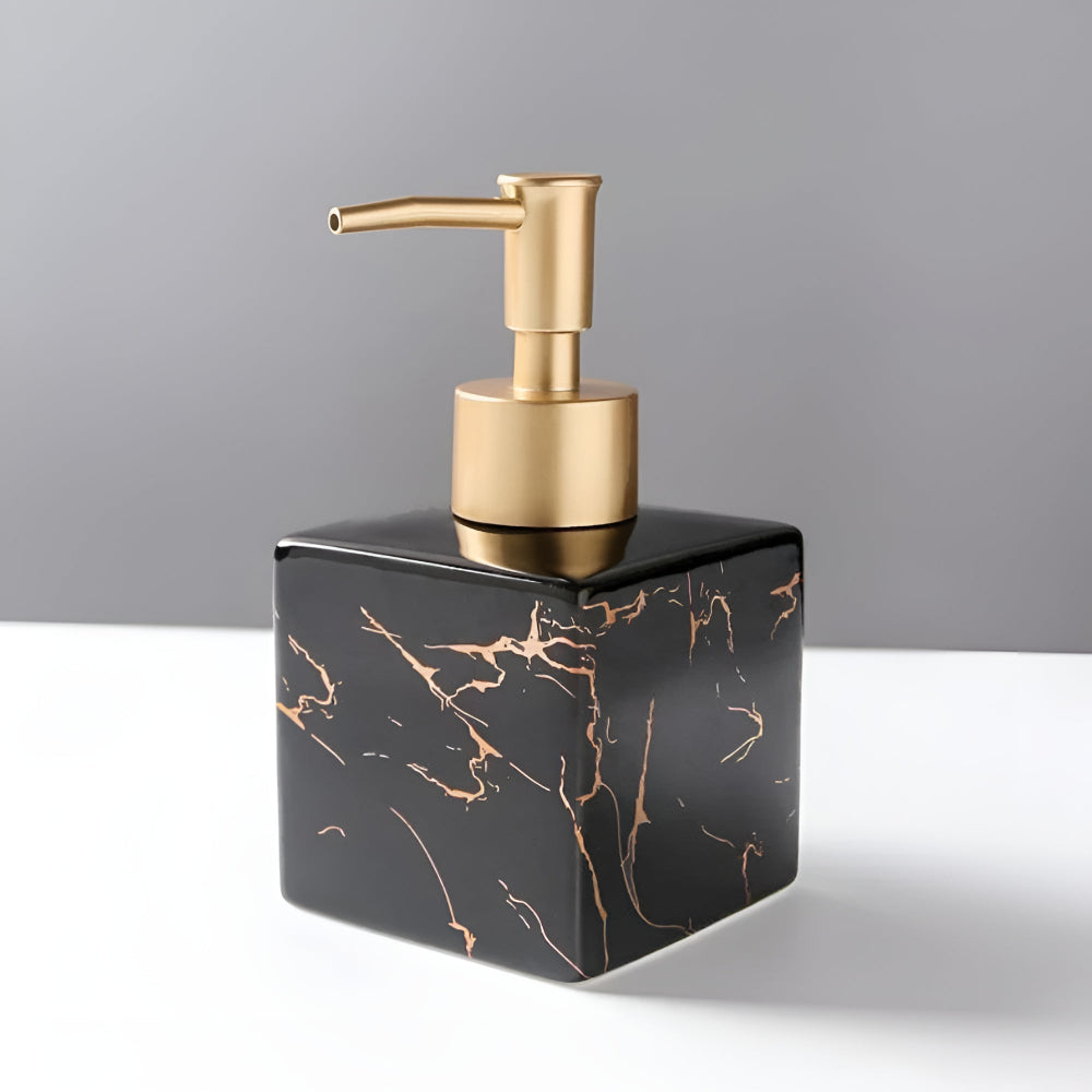 Marble Ceramic Soap Dispenser with Gold Pump
