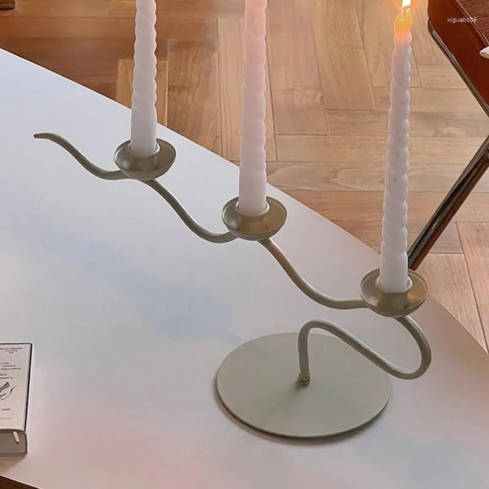 Tri Iron Twisted Candle Holder for Elegant Home Decor