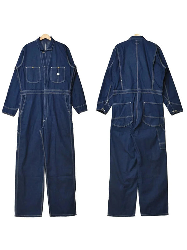 Relaxed Fit 100% Cotton Denim Coveralls with Zip Closure