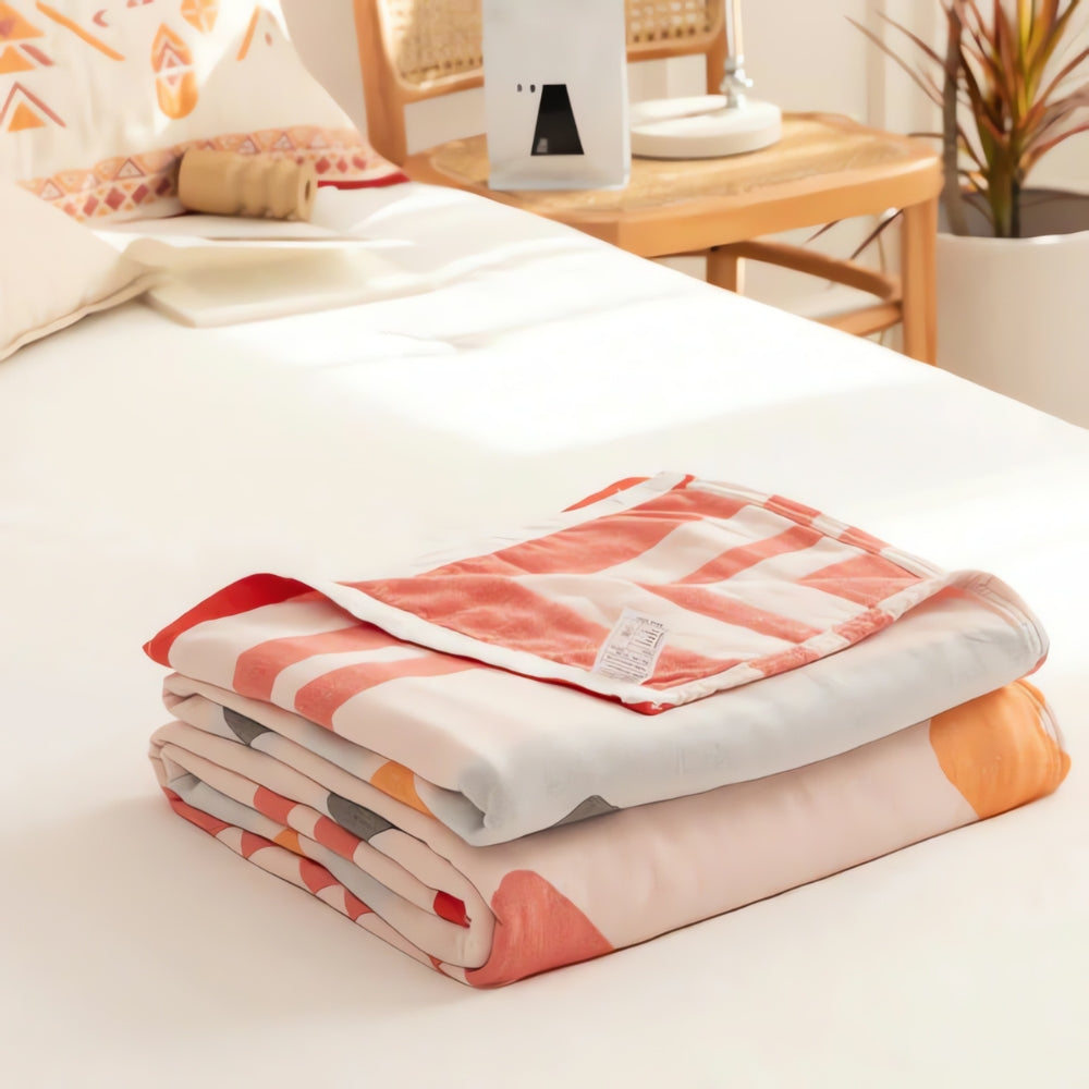 Chevron Pattern Four-Layer Eco-Friendly Cotton Blanket