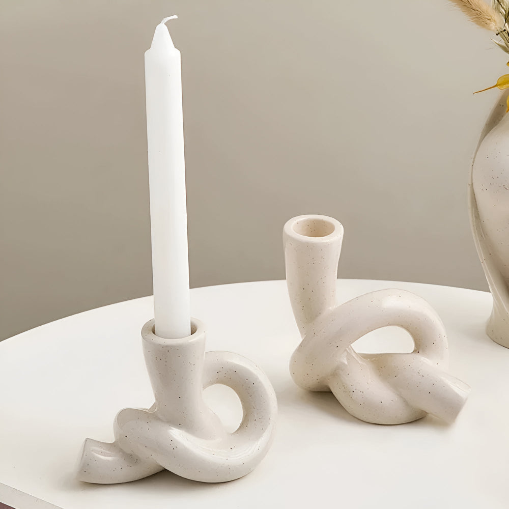 Knot Ceramic Tea Light Candle Holder