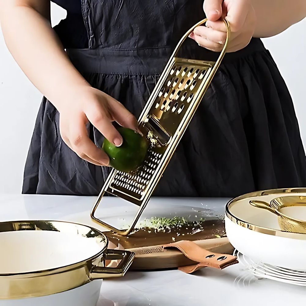 Golden Stainless Steel Grater with Three Grating Surfaces