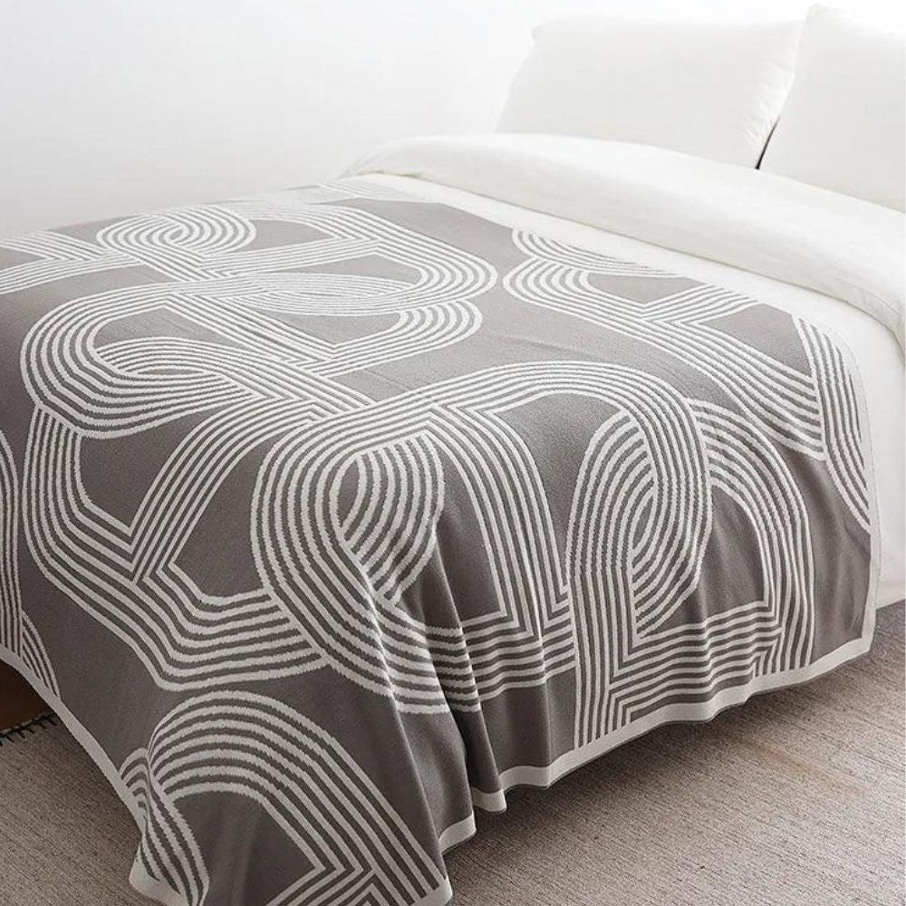 Reversible Geometric Knit Blanket in Ultra-Soft Fabric