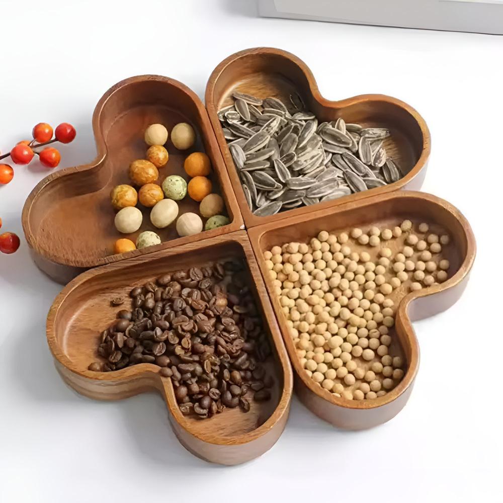Heart-Shaped Solid Nut Wood Snack Tray